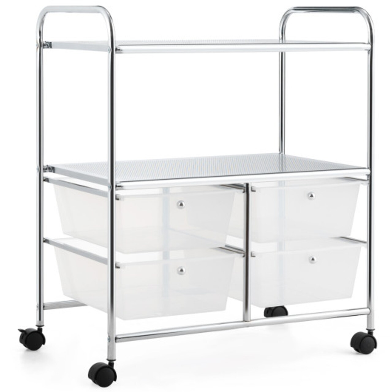 4-Drawer Utility Cart with Locking Wheels and Handles Mobile Storage Shelf for Kitchen and Bathroom Salon